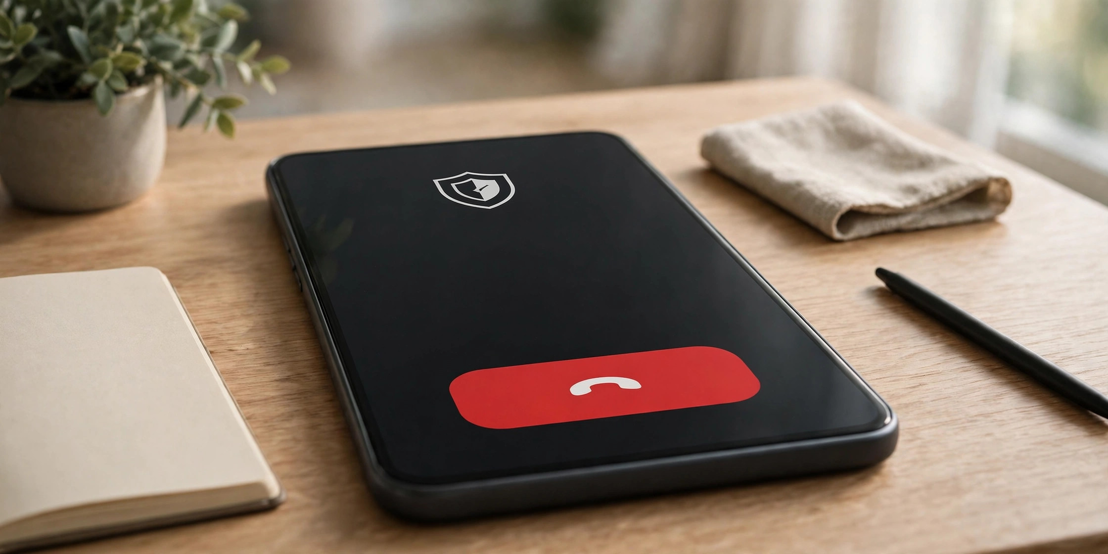 Phone showing an unknown incoming call with block and report options