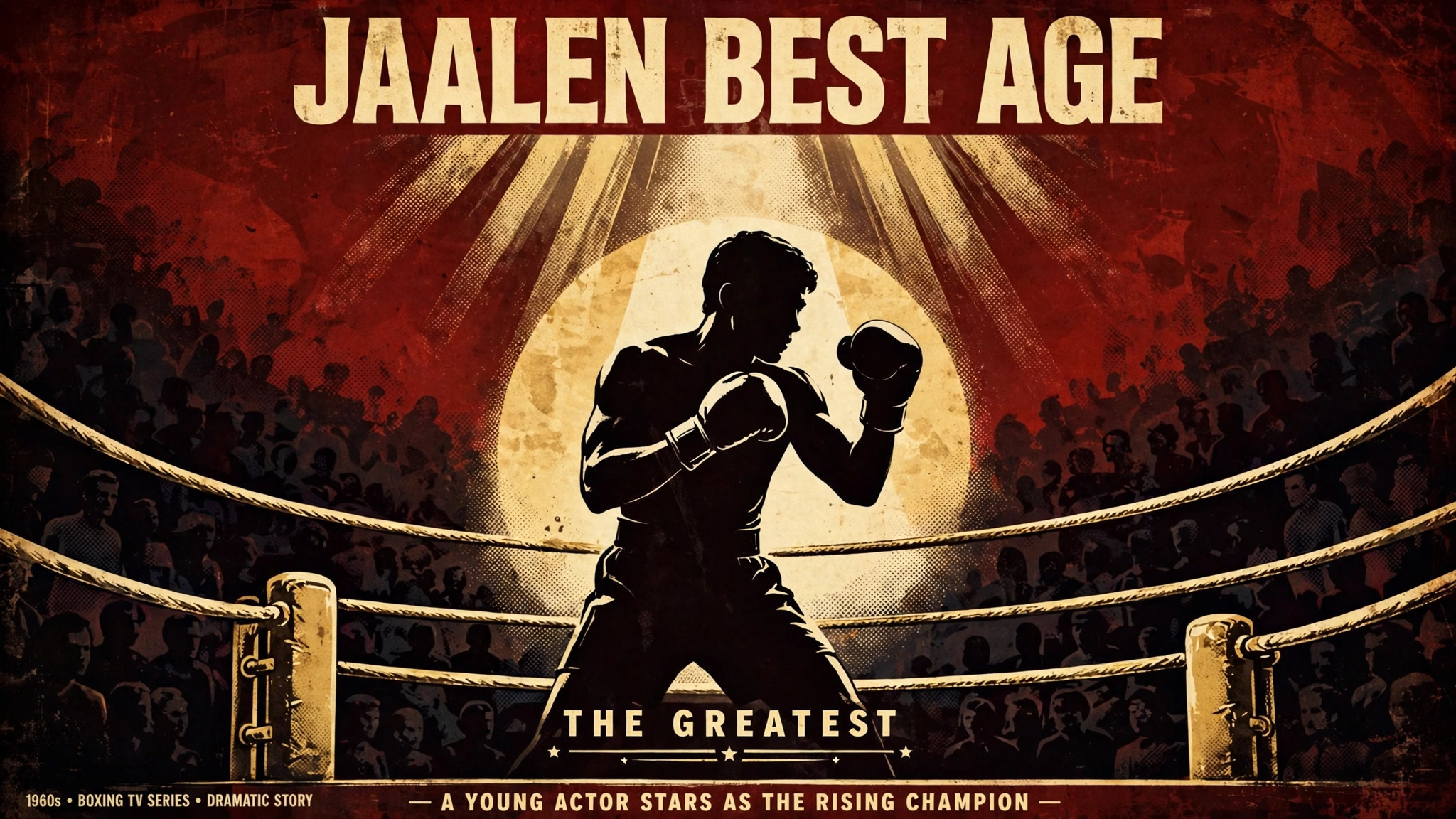 Illustration of a young boxer in a vintage 1960s boxing ring — Jaalen Best Age, The Greatest