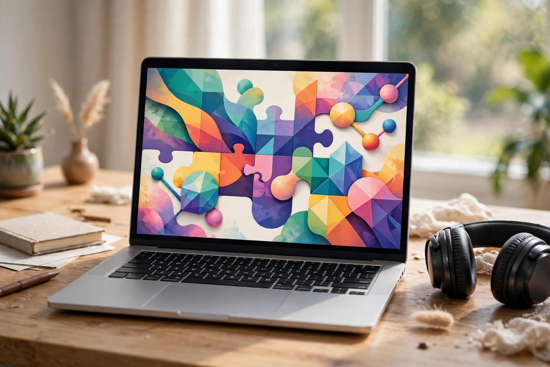 A laptop with a colourful browser game illustration — unbanned G+ games guide